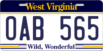 WV license plate OAB565