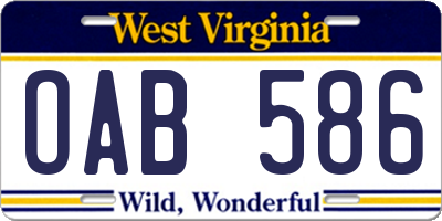 WV license plate OAB586
