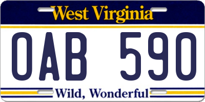 WV license plate OAB590