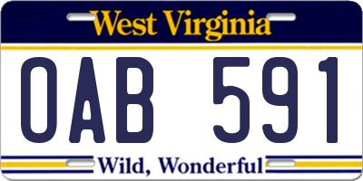 WV license plate OAB591