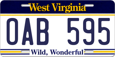 WV license plate OAB595