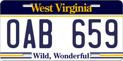 WV license plate OAB659