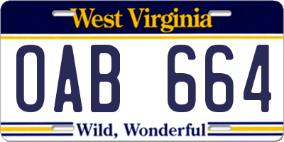 WV license plate OAB664