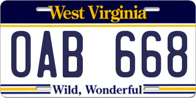 WV license plate OAB668