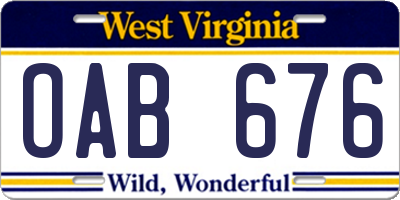 WV license plate OAB676