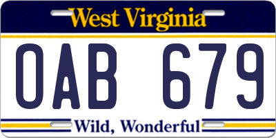 WV license plate OAB679