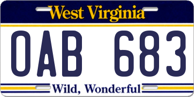 WV license plate OAB683