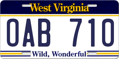 WV license plate OAB710