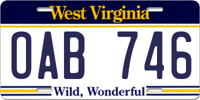 WV license plate OAB746