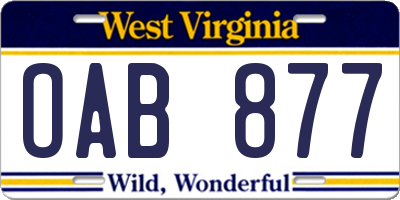 WV license plate OAB877