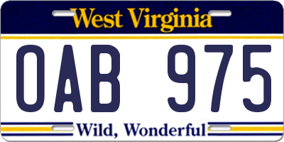 WV license plate OAB975