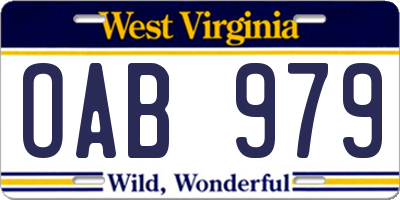 WV license plate OAB979