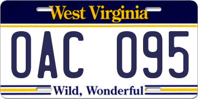 WV license plate OAC095