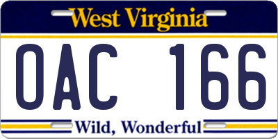 WV license plate OAC166
