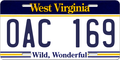 WV license plate OAC169