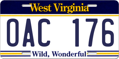 WV license plate OAC176