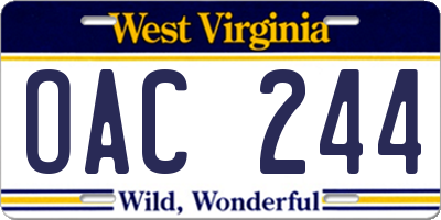 WV license plate OAC244