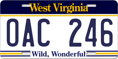 WV license plate OAC246