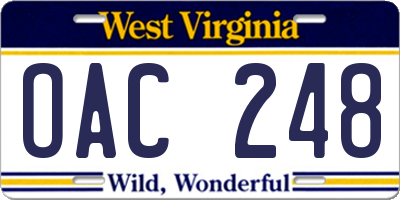 WV license plate OAC248