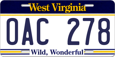 WV license plate OAC278