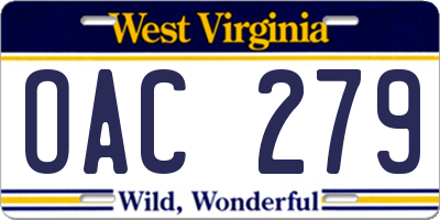 WV license plate OAC279