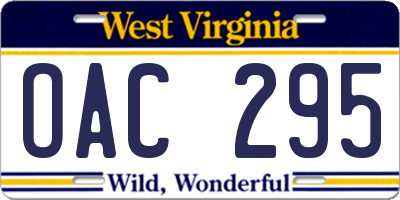 WV license plate OAC295