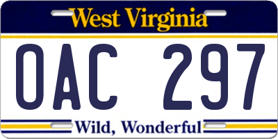 WV license plate OAC297