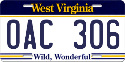 WV license plate OAC306