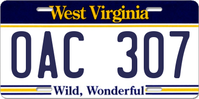 WV license plate OAC307