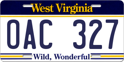 WV license plate OAC327