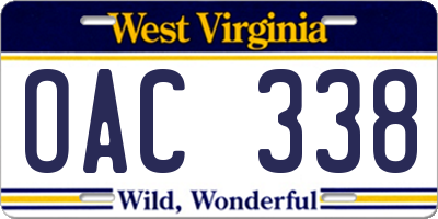 WV license plate OAC338