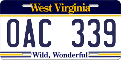 WV license plate OAC339