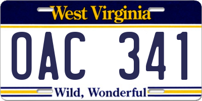 WV license plate OAC341