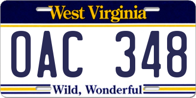 WV license plate OAC348