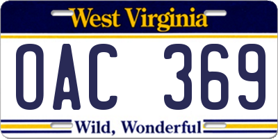 WV license plate OAC369