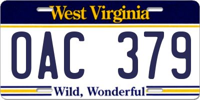 WV license plate OAC379