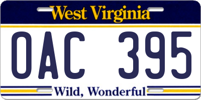 WV license plate OAC395