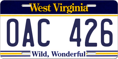 WV license plate OAC426