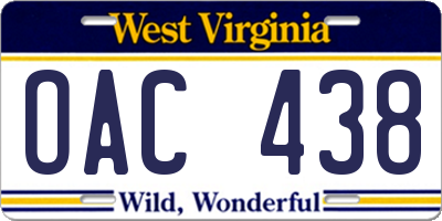 WV license plate OAC438