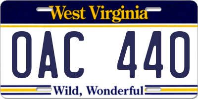 WV license plate OAC440