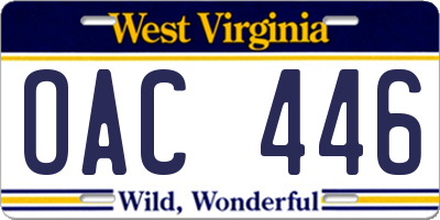 WV license plate OAC446