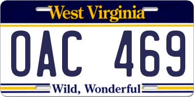 WV license plate OAC469