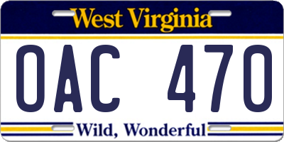 WV license plate OAC470