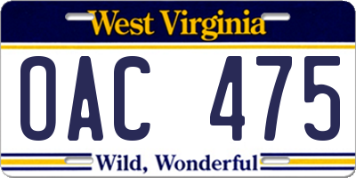 WV license plate OAC475