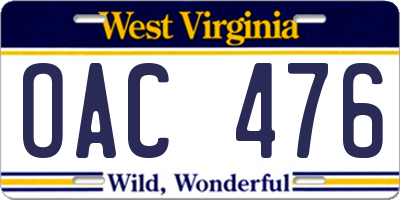 WV license plate OAC476