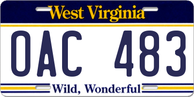 WV license plate OAC483