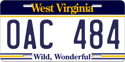 WV license plate OAC484