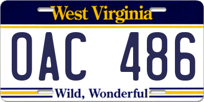 WV license plate OAC486