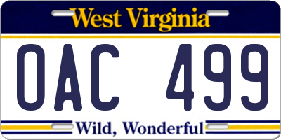 WV license plate OAC499