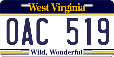 WV license plate OAC519